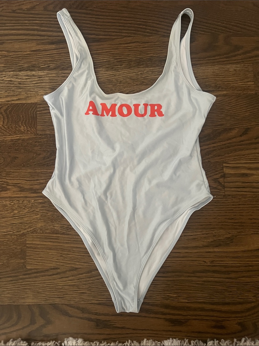 Light blue  "AMOUR" Scoop-Back One-Piece Swimsuit